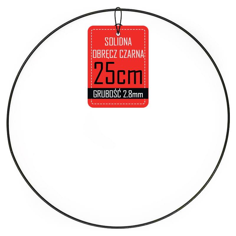 Obręcz metalowa wianek - czarna - 25cm
