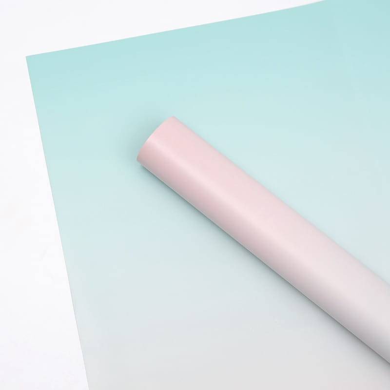 Folia florystyczna - "Gradient" Zielony + Róż - Arkusze 50x58 cm - 20szt