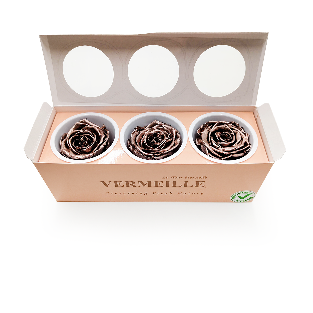 Róża Stabilizowana - Różowe Złoto - Rose Gold - XL - 3szt